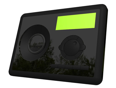 Faceplate preliminary concept design of desktop weather station/radio unit.