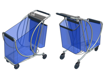 Mesh shopping cart design concept for department and grossery stores with limited space.